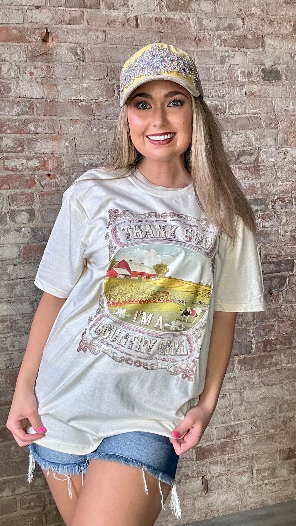Thank God Im A Country Girl Bling Graphic T-Shirt