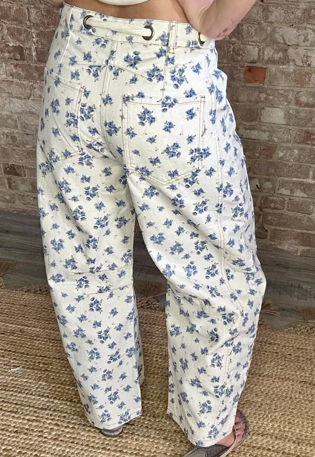 Sweet Ivory with Blue Floral Jeans