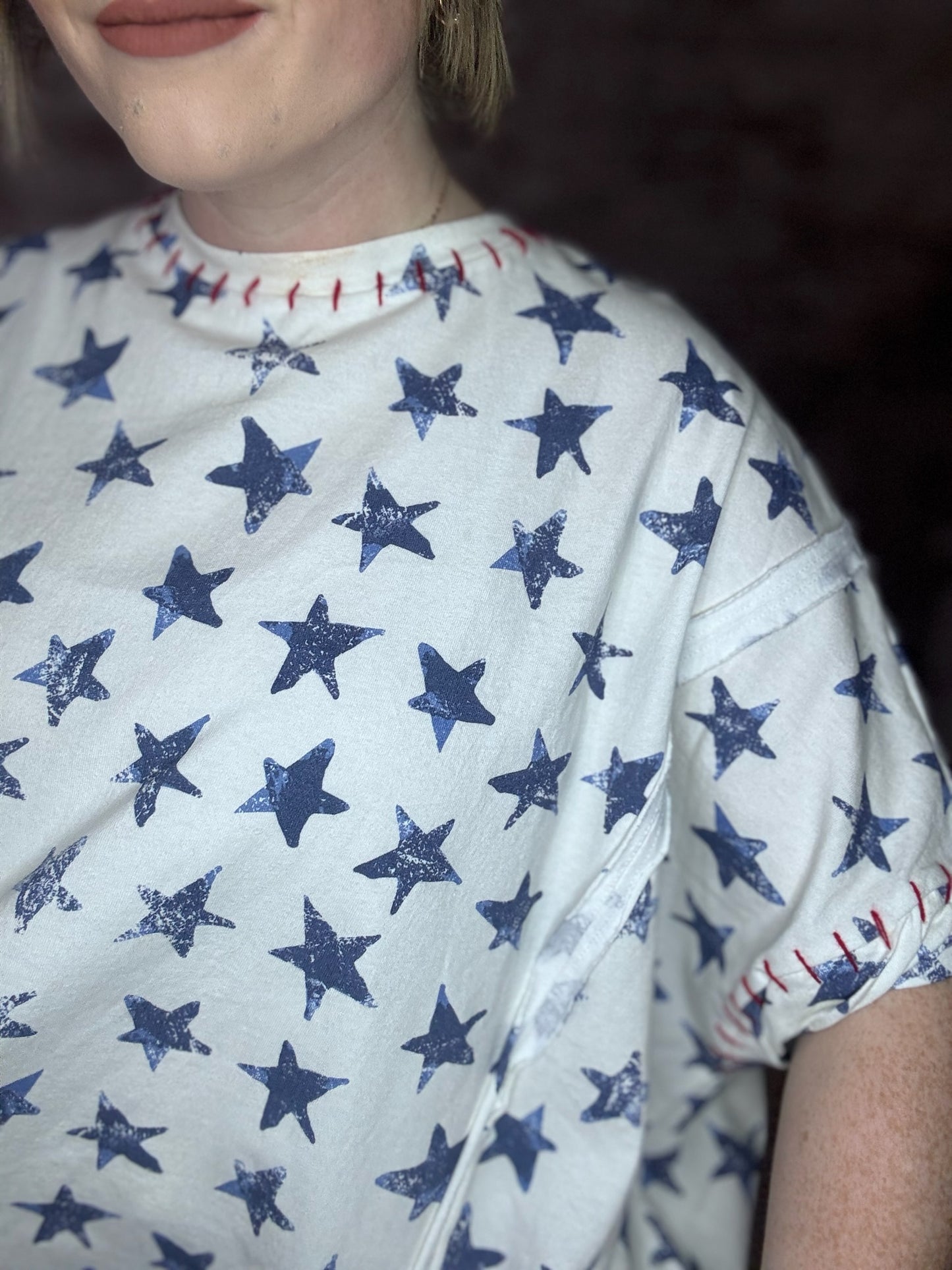Distressed Star with Stitched Detail Shirt