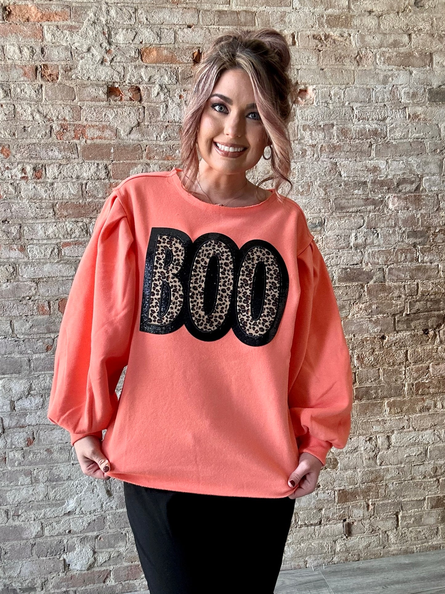 BOO Sweatshirt with Puffed Sleeve
