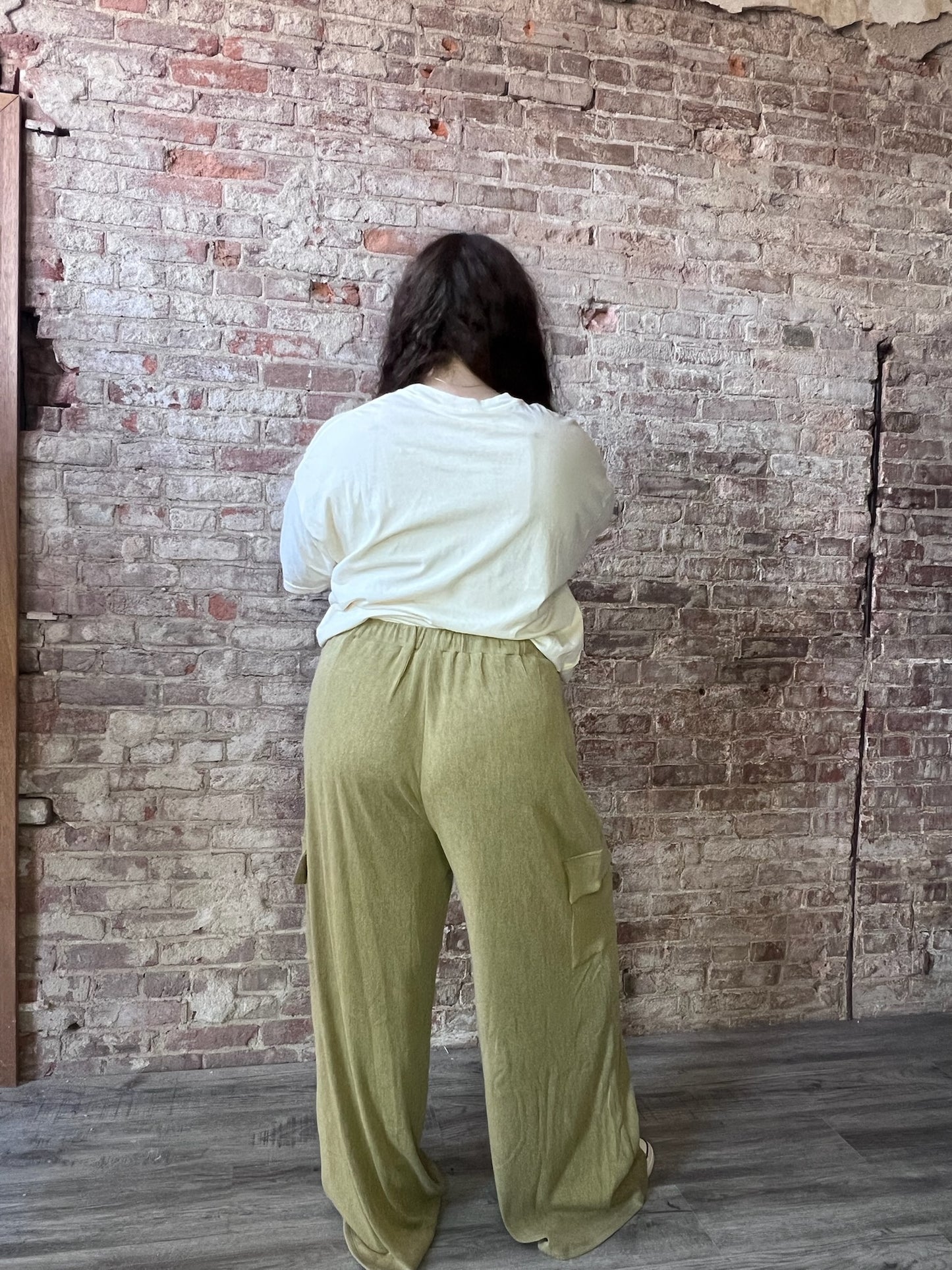 Curvy Knit Cargo Pants ~ Olive