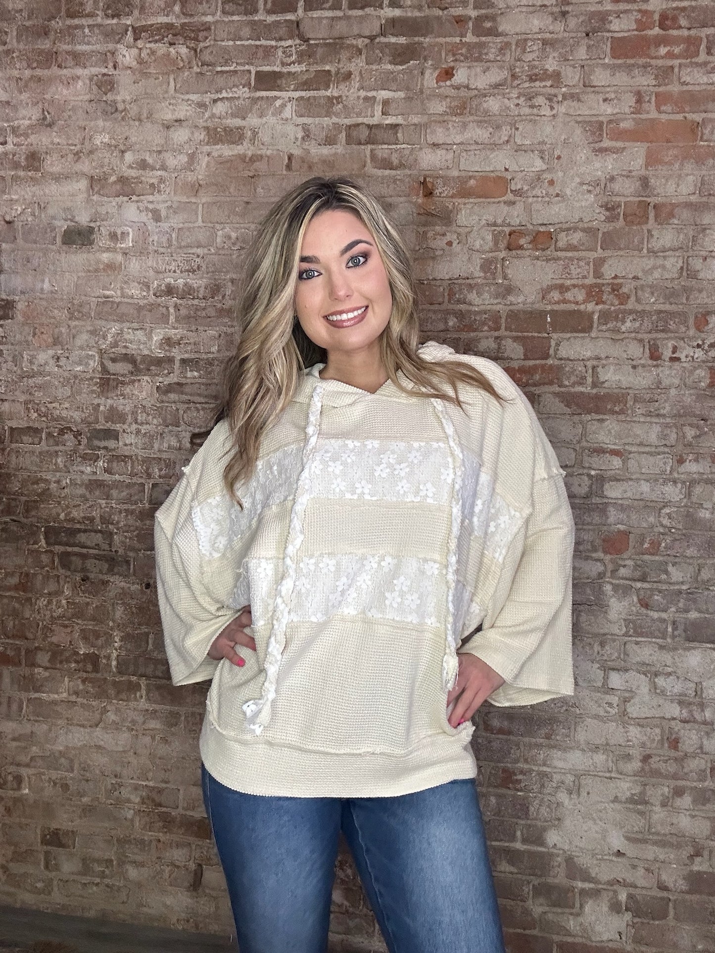 Roomy Fit Hoodie with Lace