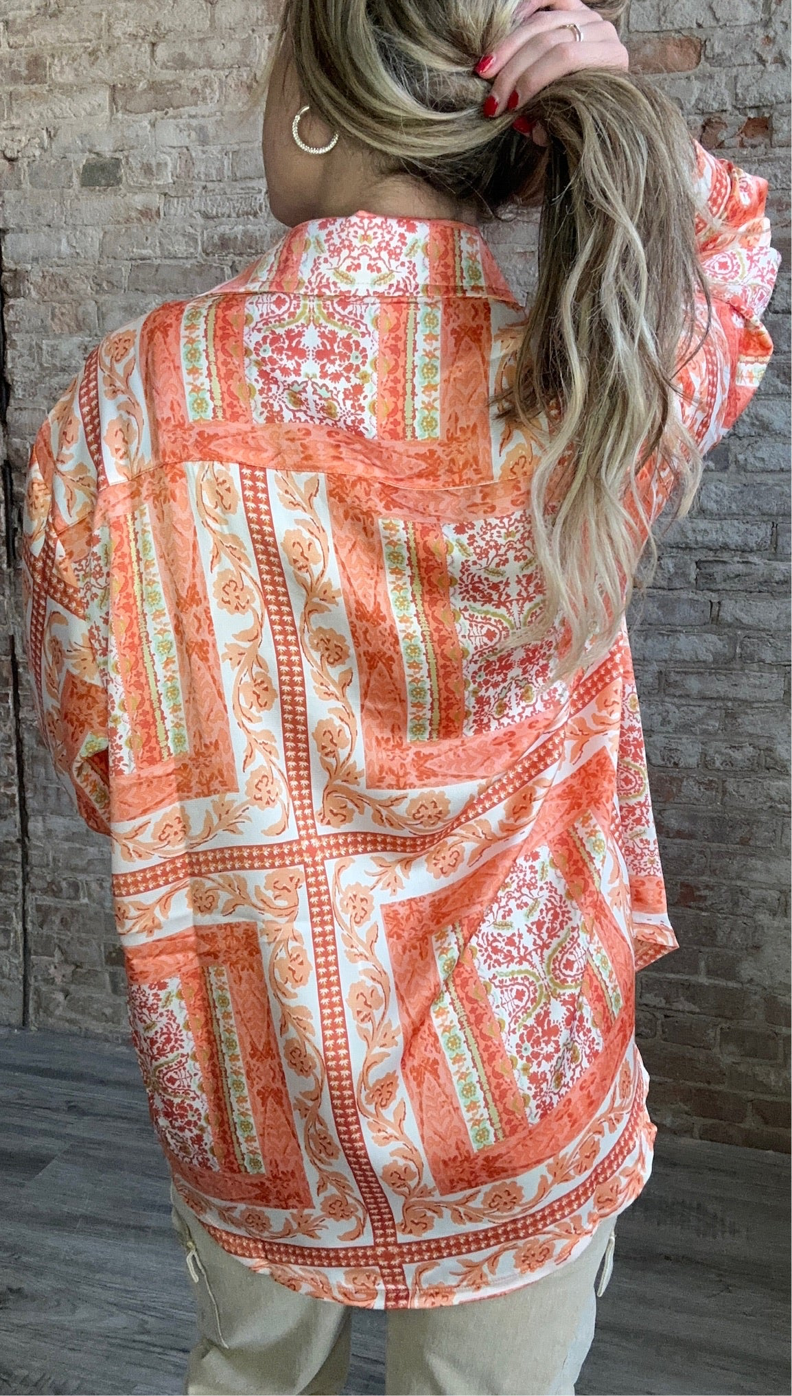 Stylish Multi Orange Button Up