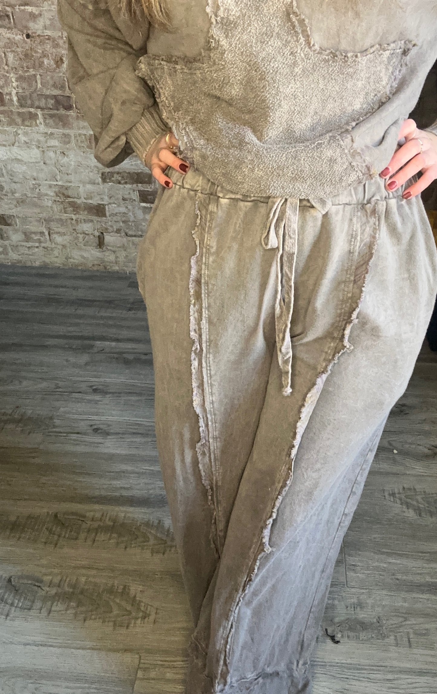 Mineral Washed Plaid Reverse Seam Pants