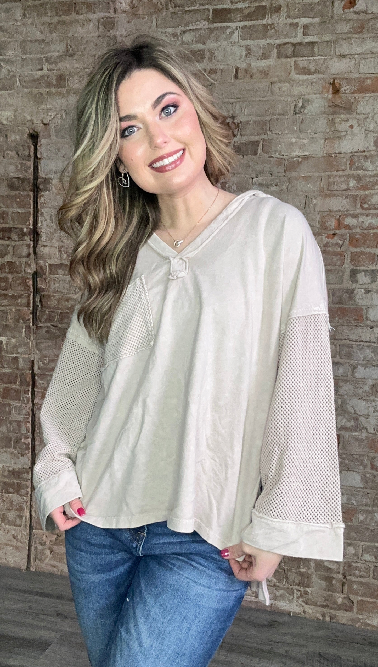 Mesh Sleeved Oversized Hoodie