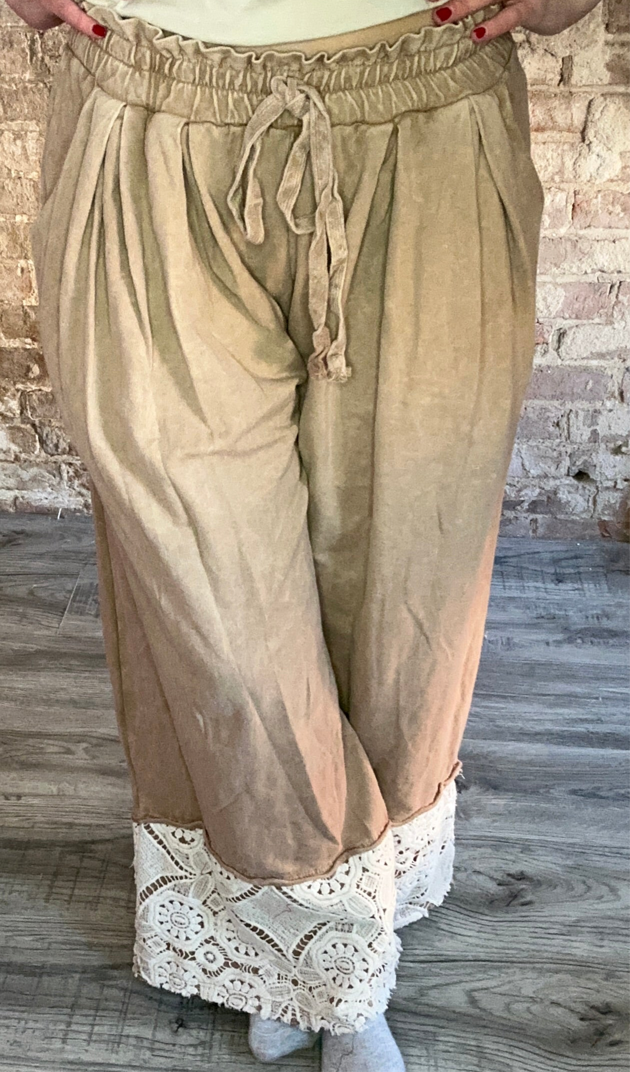 Crochet Trimmed Wide Leg Pants