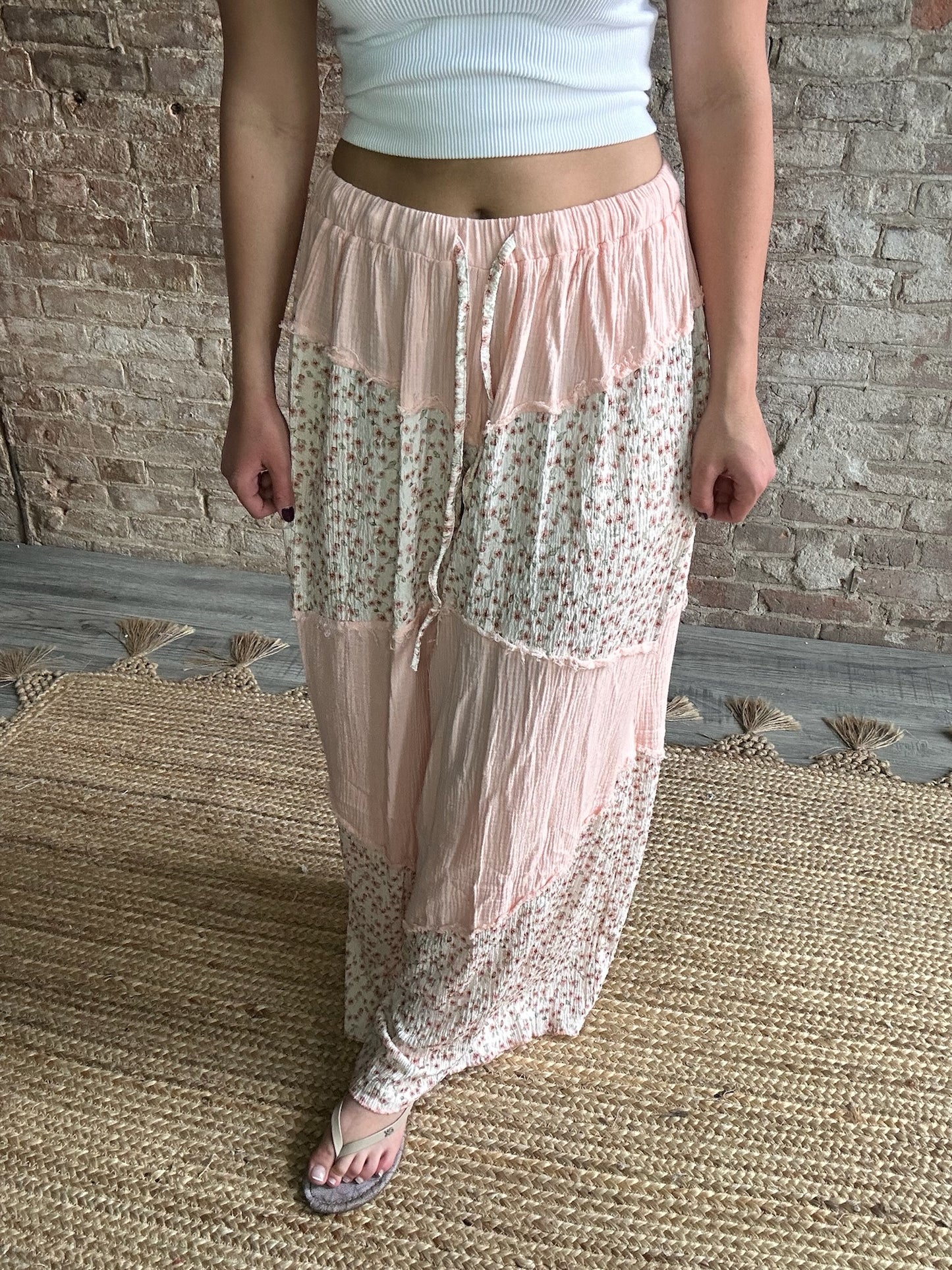 Comfy Floral Flowy Pink Pants