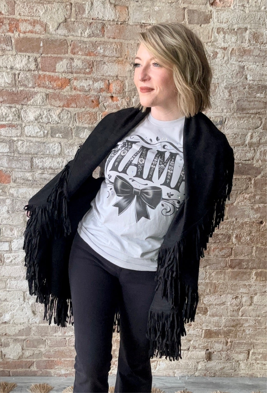 Suede Tassel Vest, Black