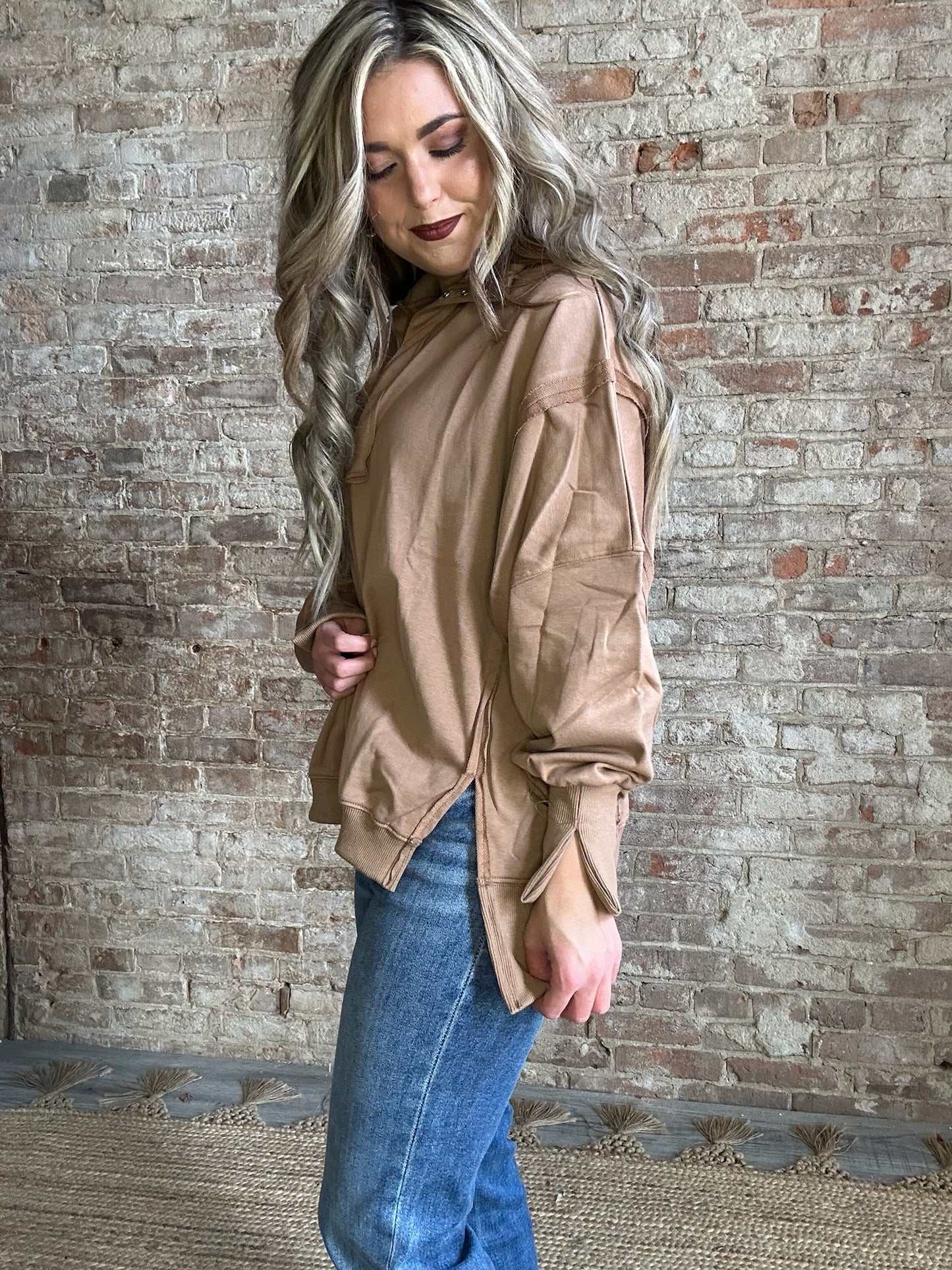 Henley Sweatshirt ~ Mocha