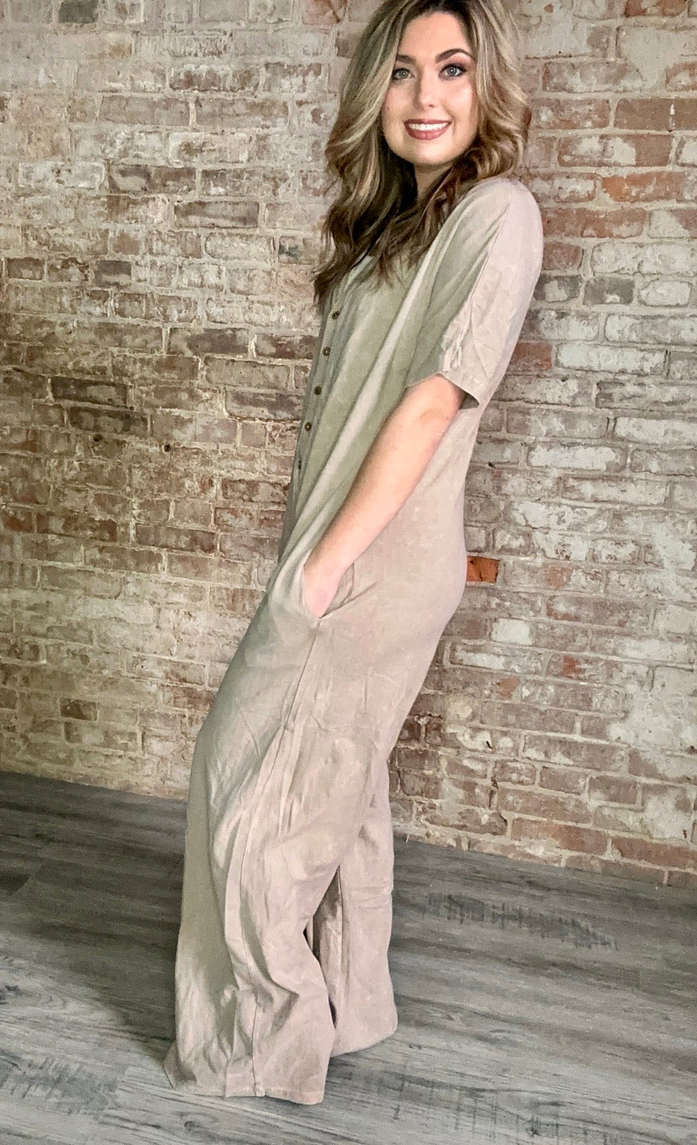 Mineral Washed Flowy Jumpsuit
