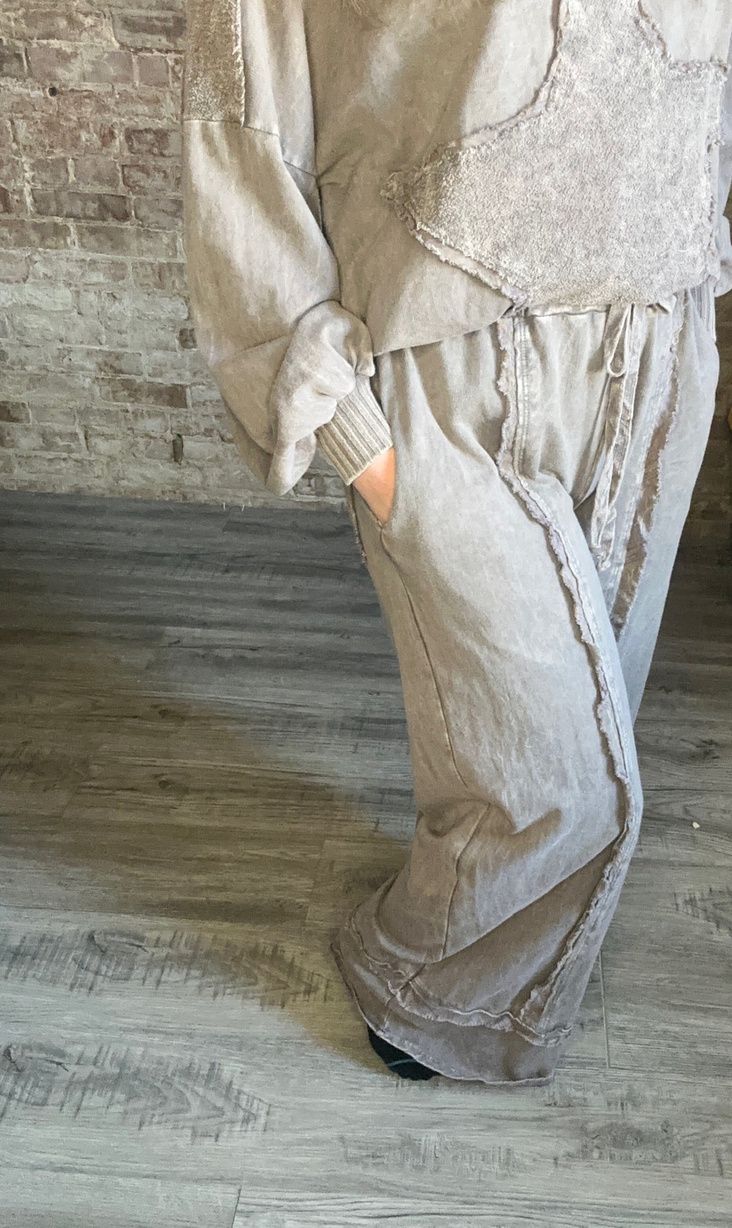 Mineral Washed Plaid Reverse Seam Pants