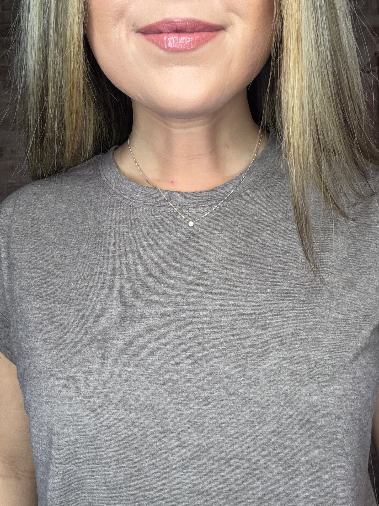 Round Neck Folded Short Sleeve T-shirt ~ Heathered Brown