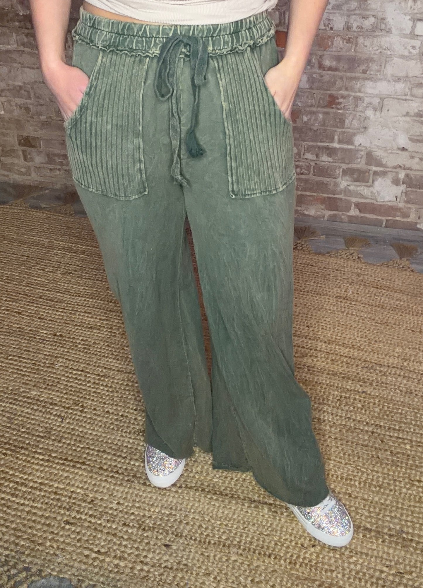 Soft Comfy Pants ~ Dusted Green