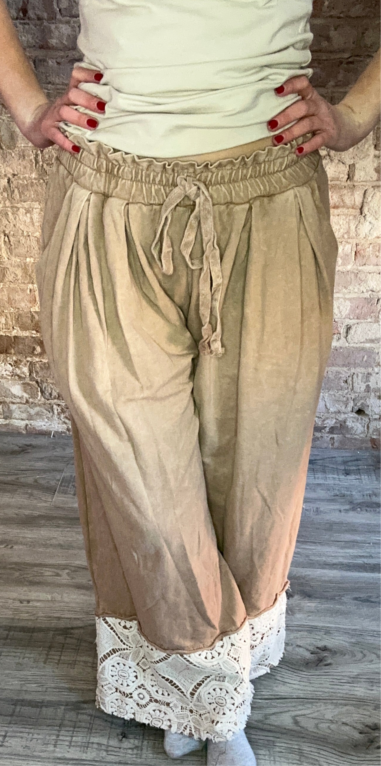 Crochet Trimmed Wide Leg Pants