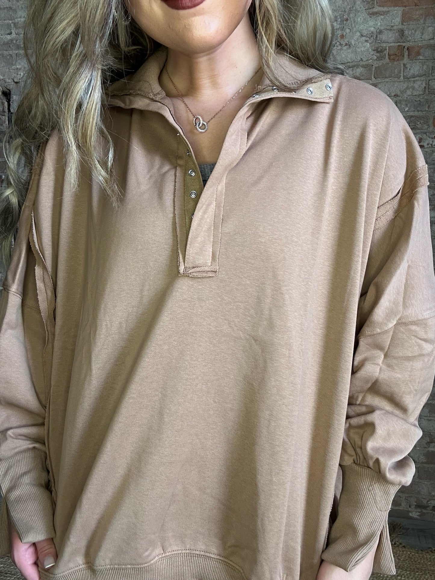 Henley Sweatshirt ~ Mocha