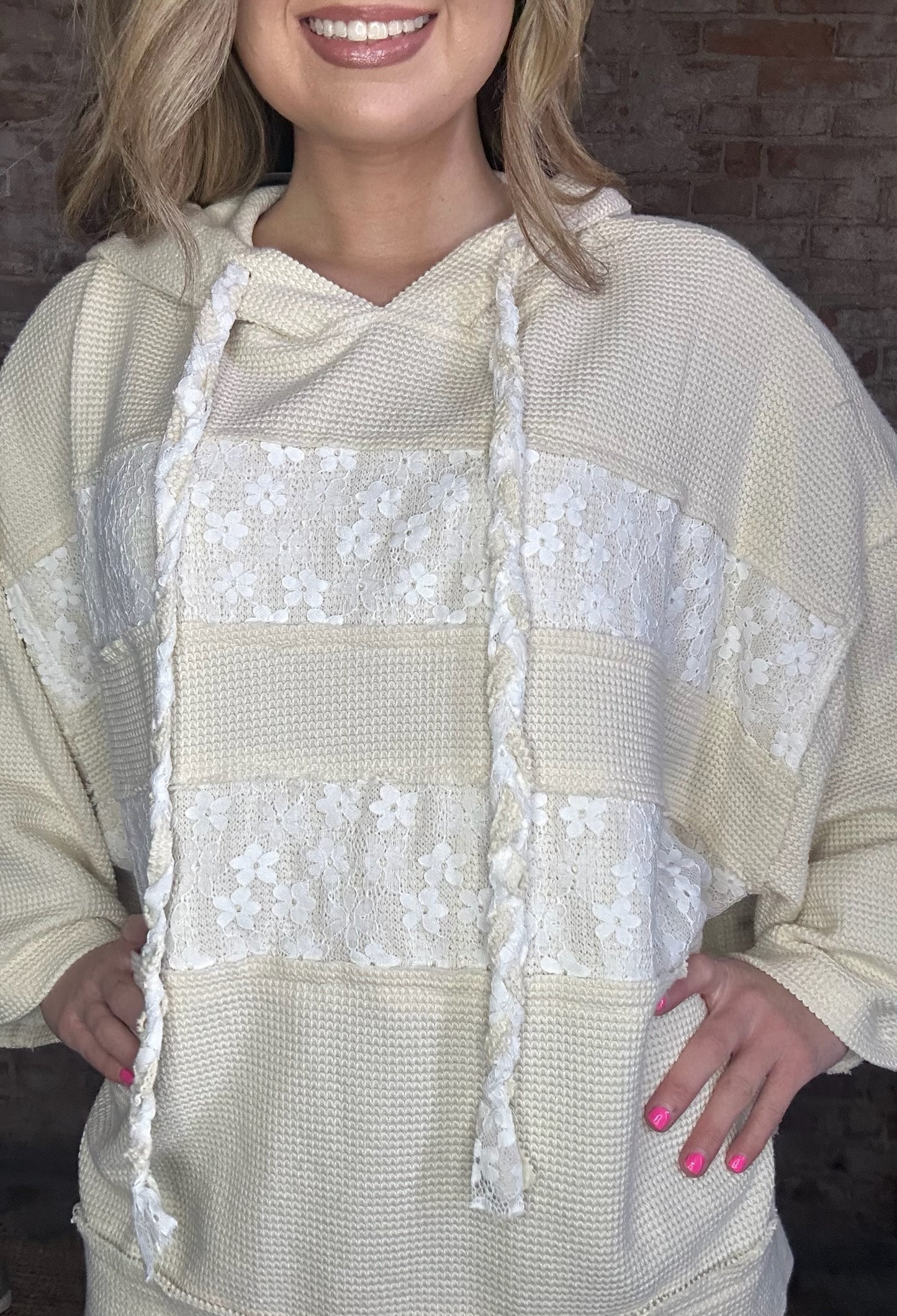 Roomy Fit Hoodie with Lace