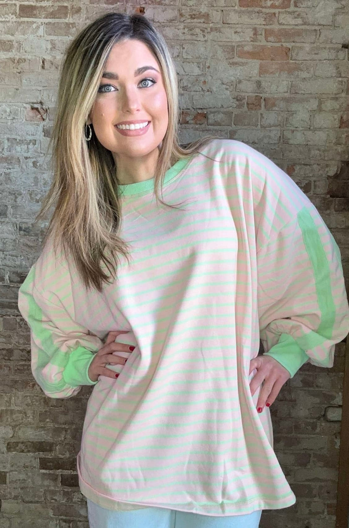 Oversized Striped Knit Top