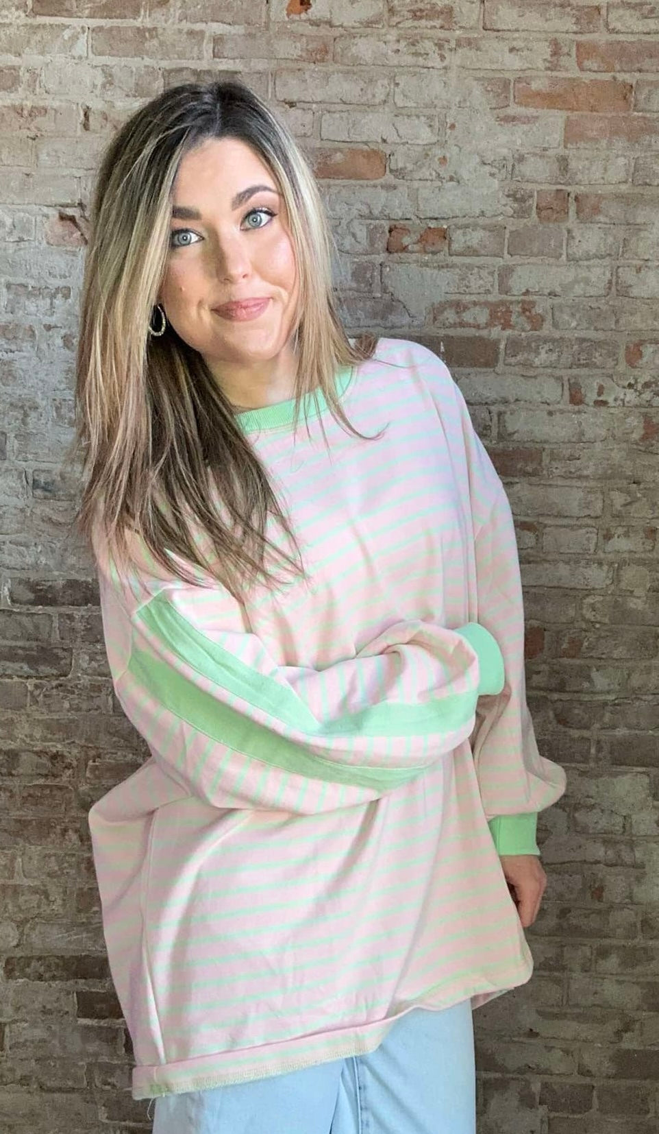 Oversized Striped Knit Top