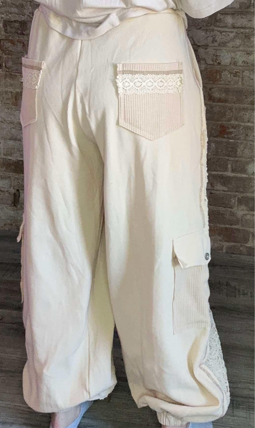 Mixed Textured Crocheted Pants