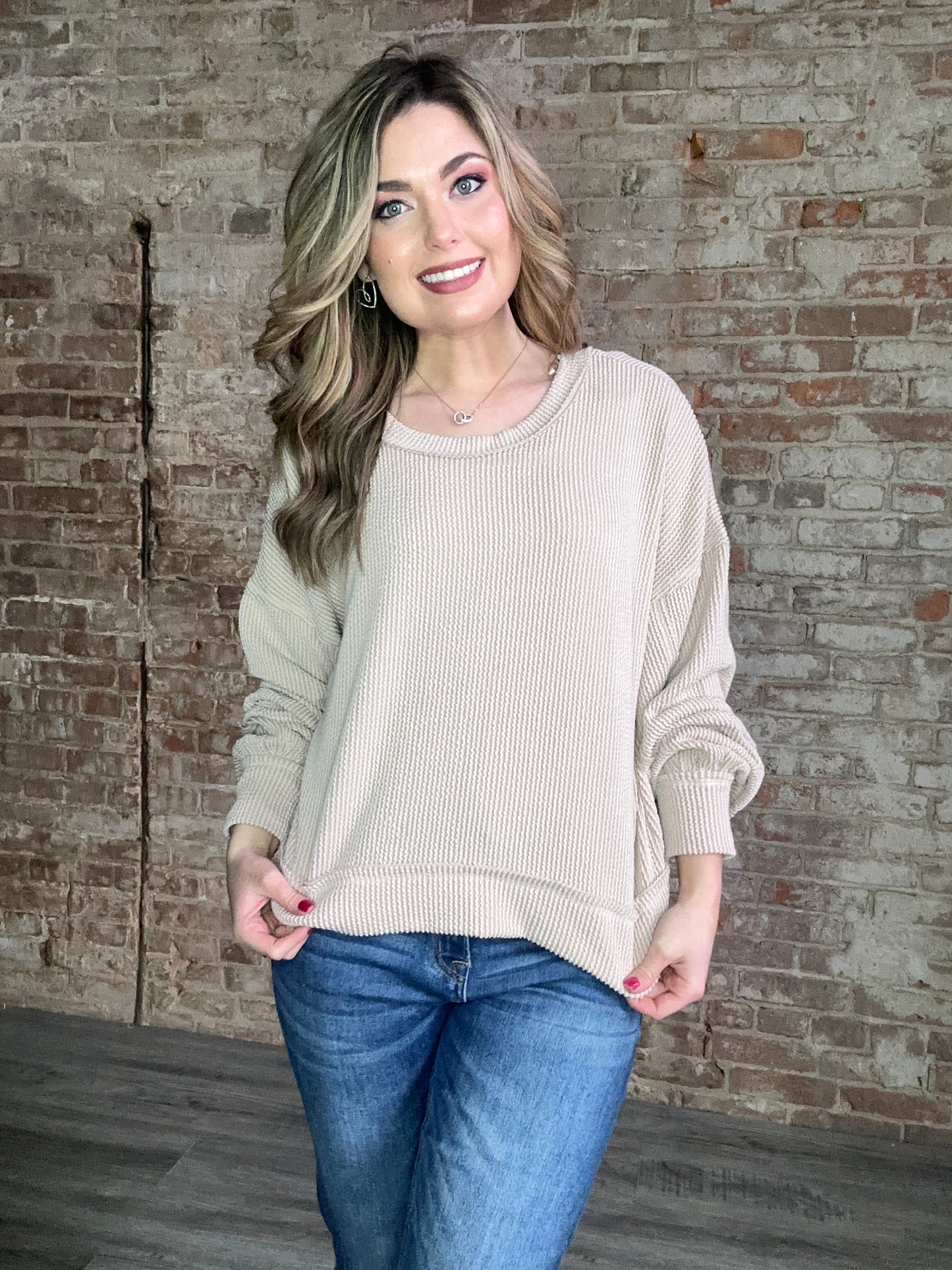 Two Tone Ribbed Oversized Soft Comfy Knit