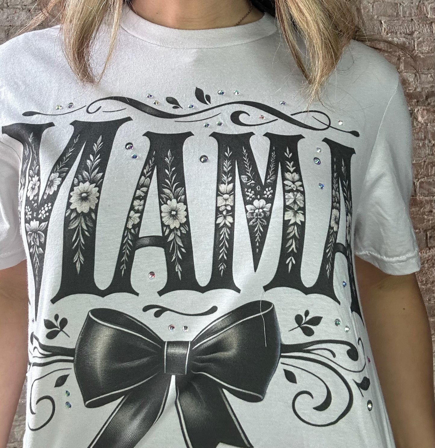Mama Black Bow Graphic T-Shirt