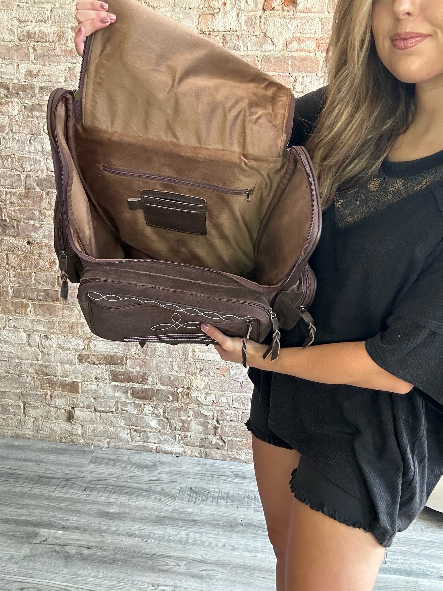 Boot Stitch Genuine Leather Back Pack ~ Large