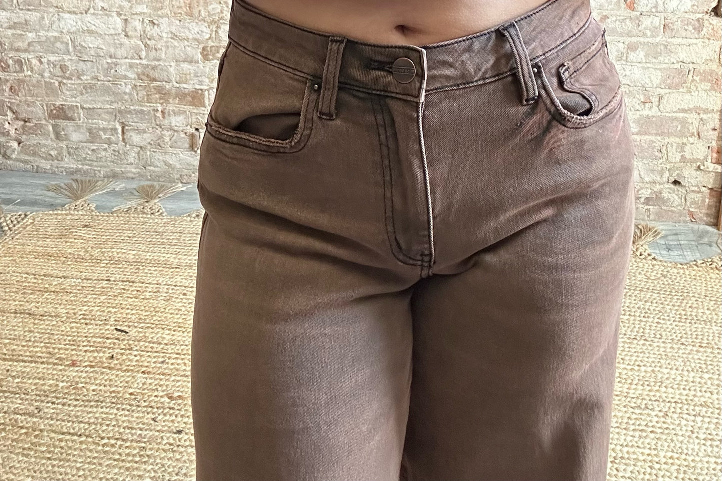 Vintage Washed Wide Leg Jeans ~ Antique Bronze