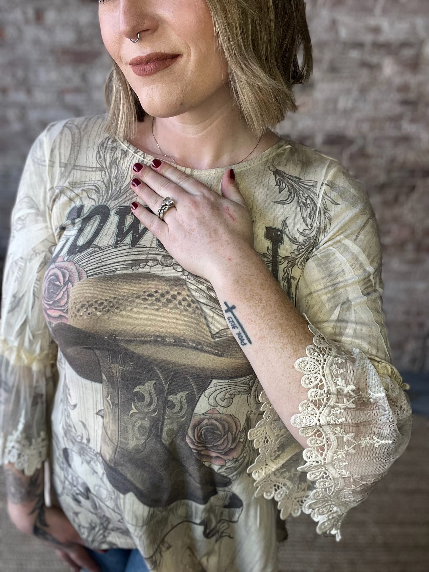 Cowgirl Top with Lace Sleeves