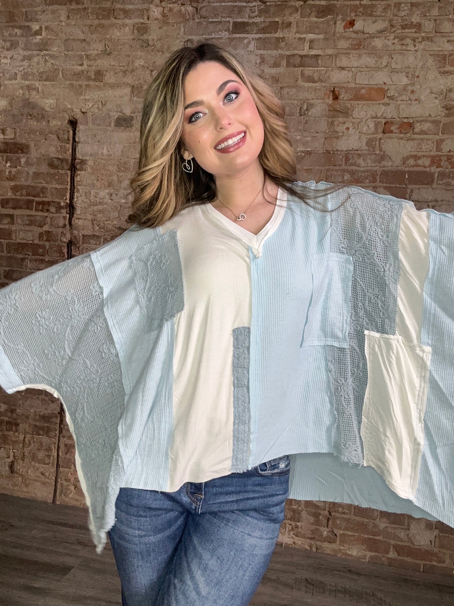 Soft Multi Colored V Neck Top