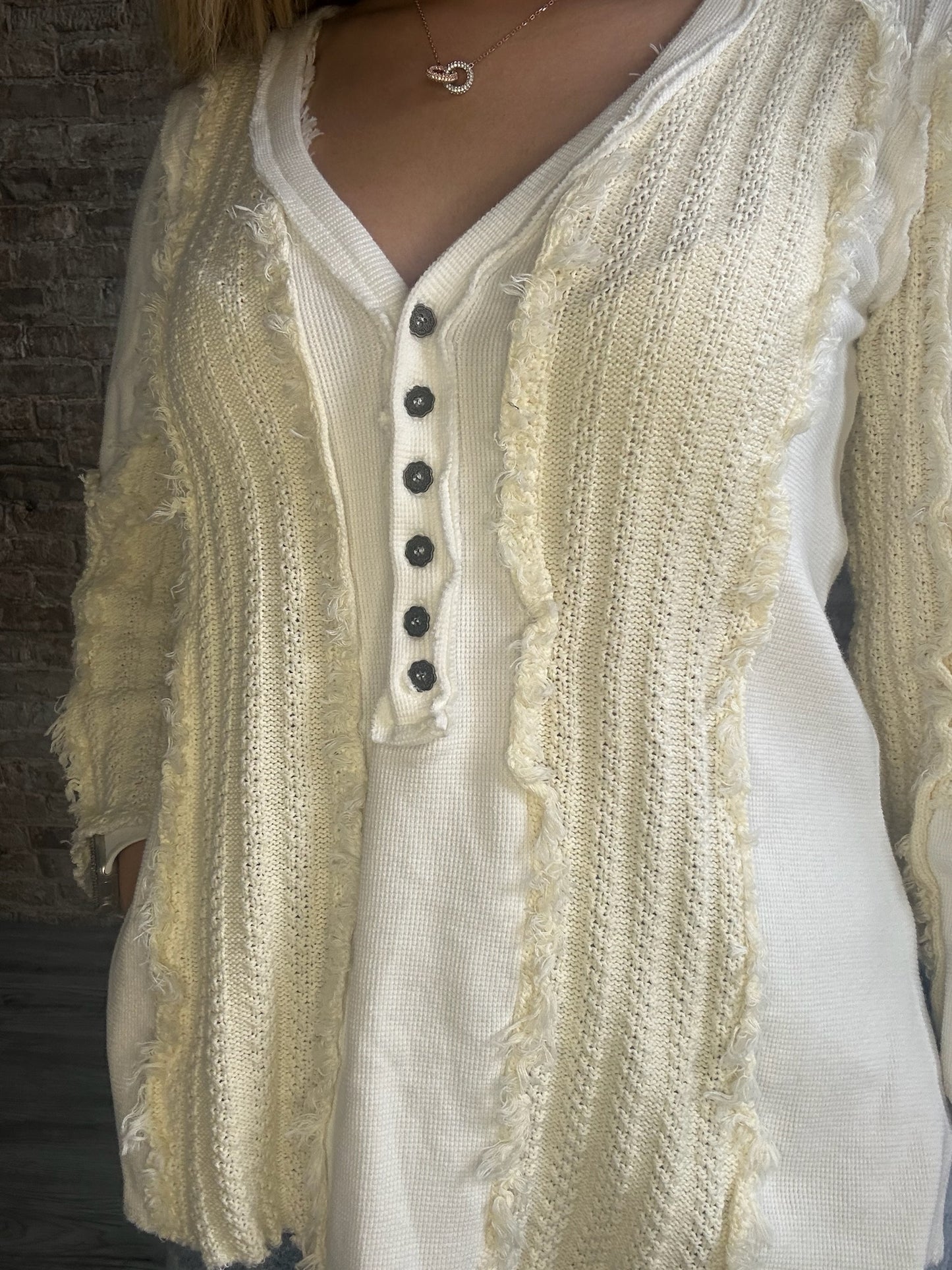 Soft Multi Textured Button Down Waffle Knit