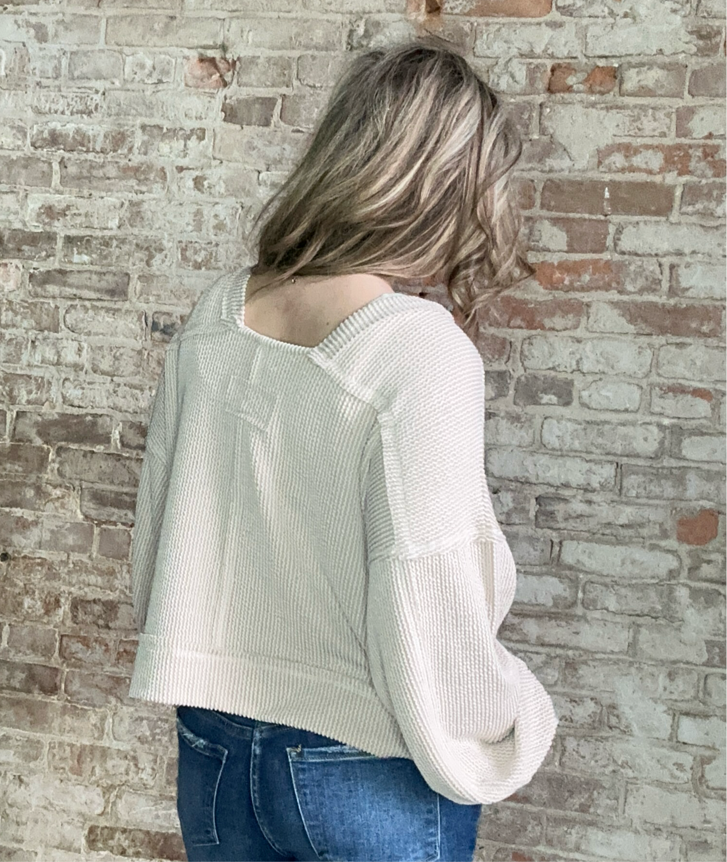 Two Tone Ribbed Oversized Soft Comfy Knit