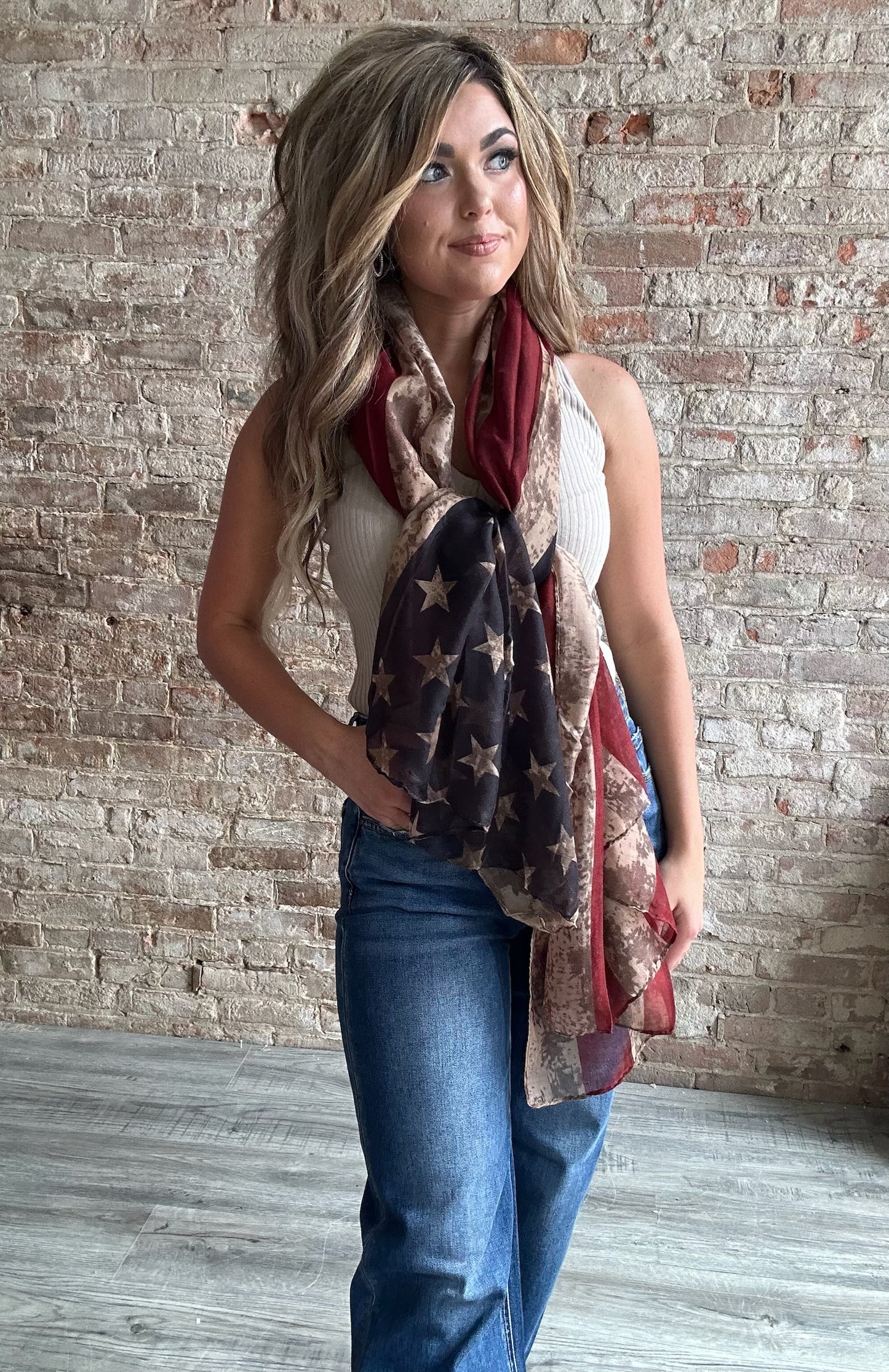 Vintage Tone American Flag Scarves