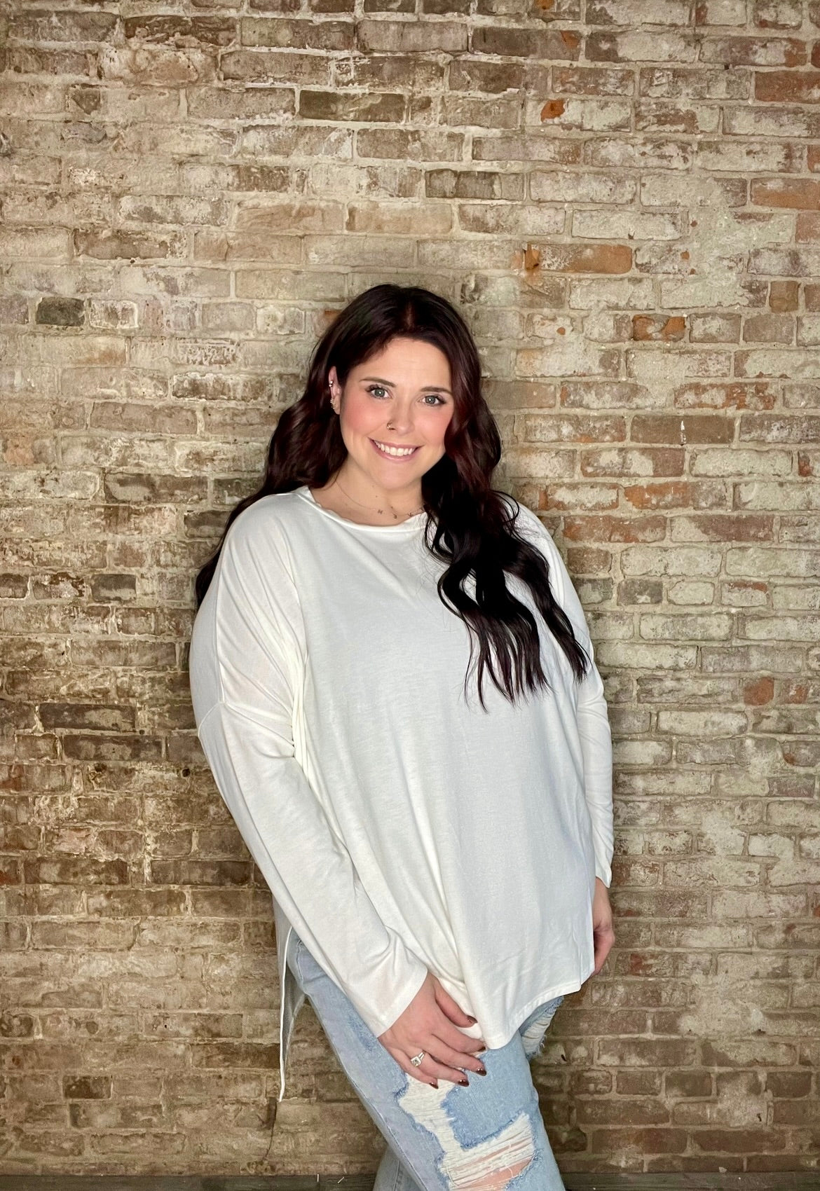 Curvy,Sweet and Simple Essential Dolman Sleeve Shirt ~ Ivory