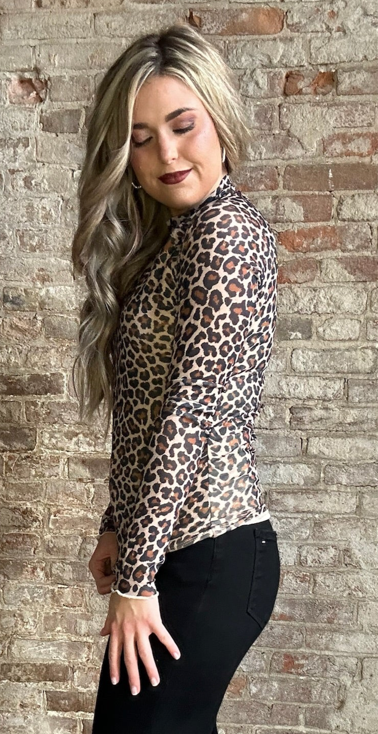 Leopard Mesh Long Sleeve