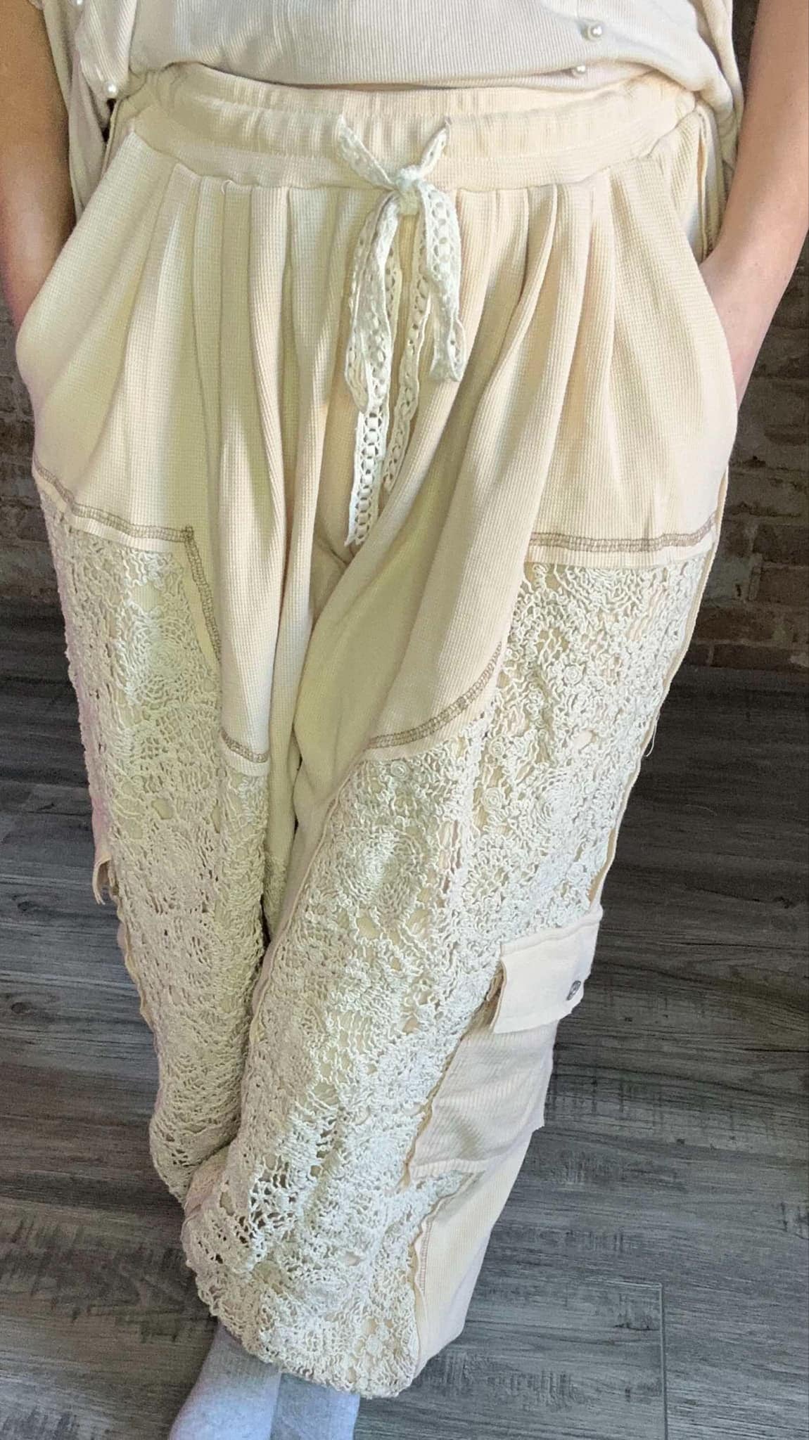 Mixed Textured Crocheted Pants