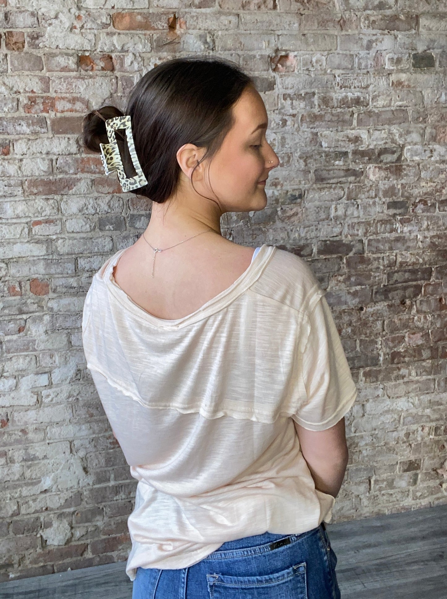 Simple and Sweet Scoop Necked Tee ~ Beige