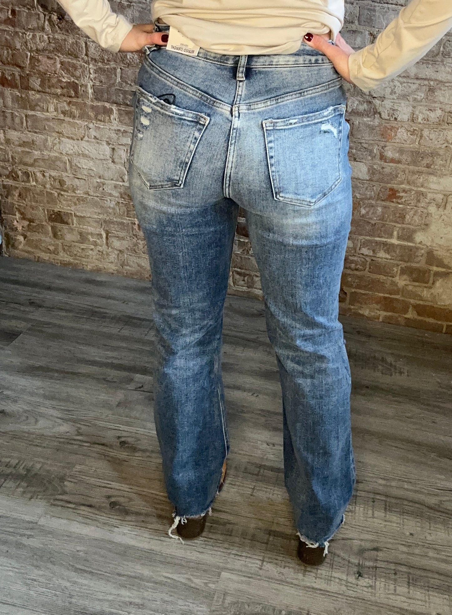 High Rise Relaxed Straight Leg Button Fly