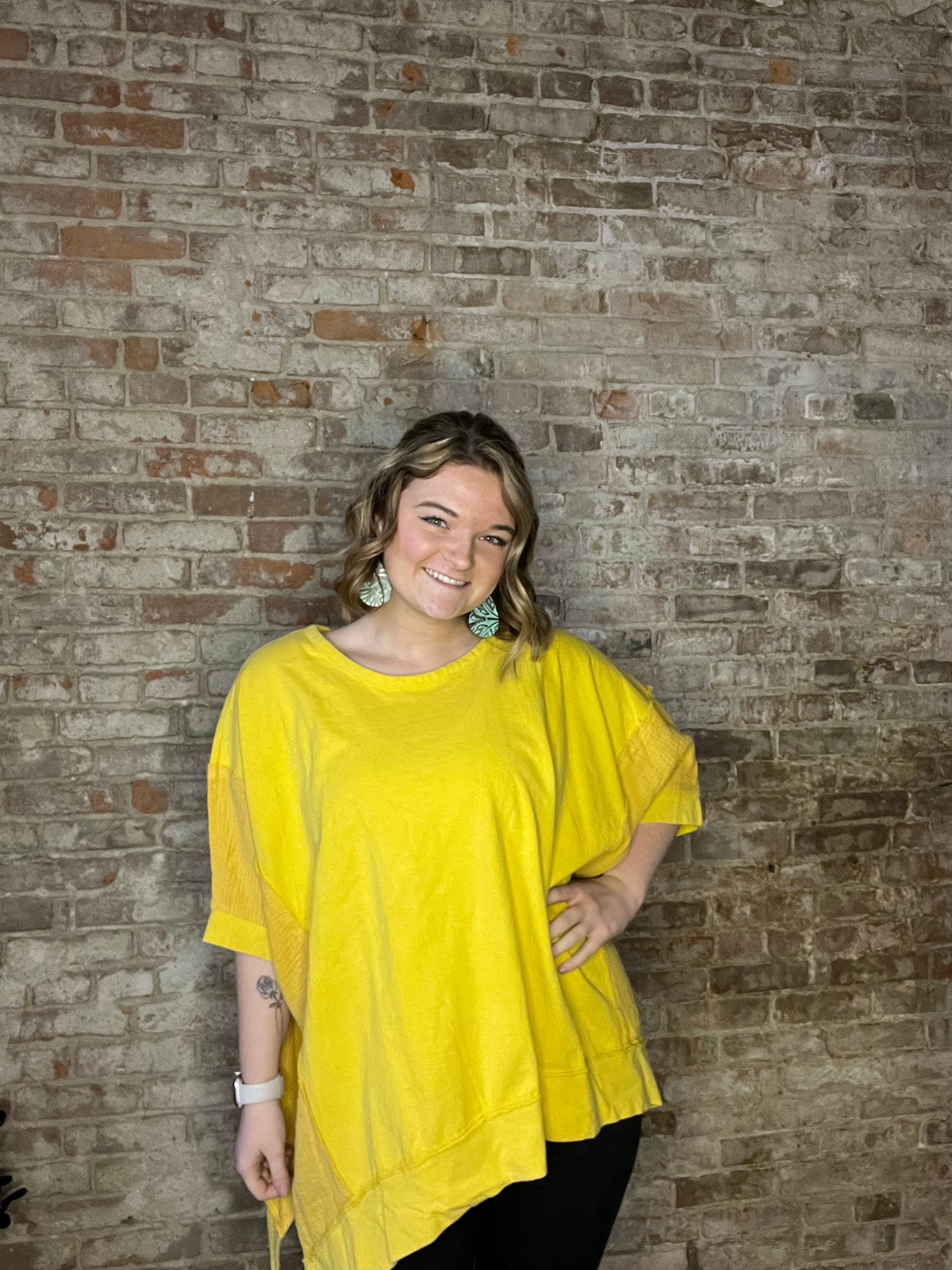 Contrast Knit Top ~ Yellow