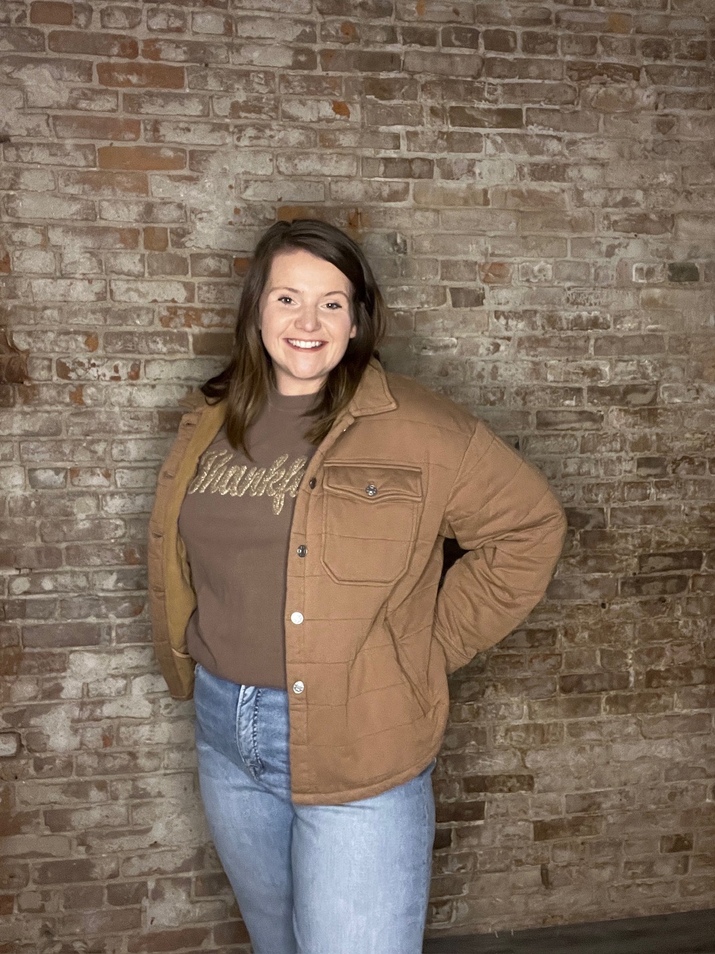 Curvy Quilted Mineral Washed Shacket