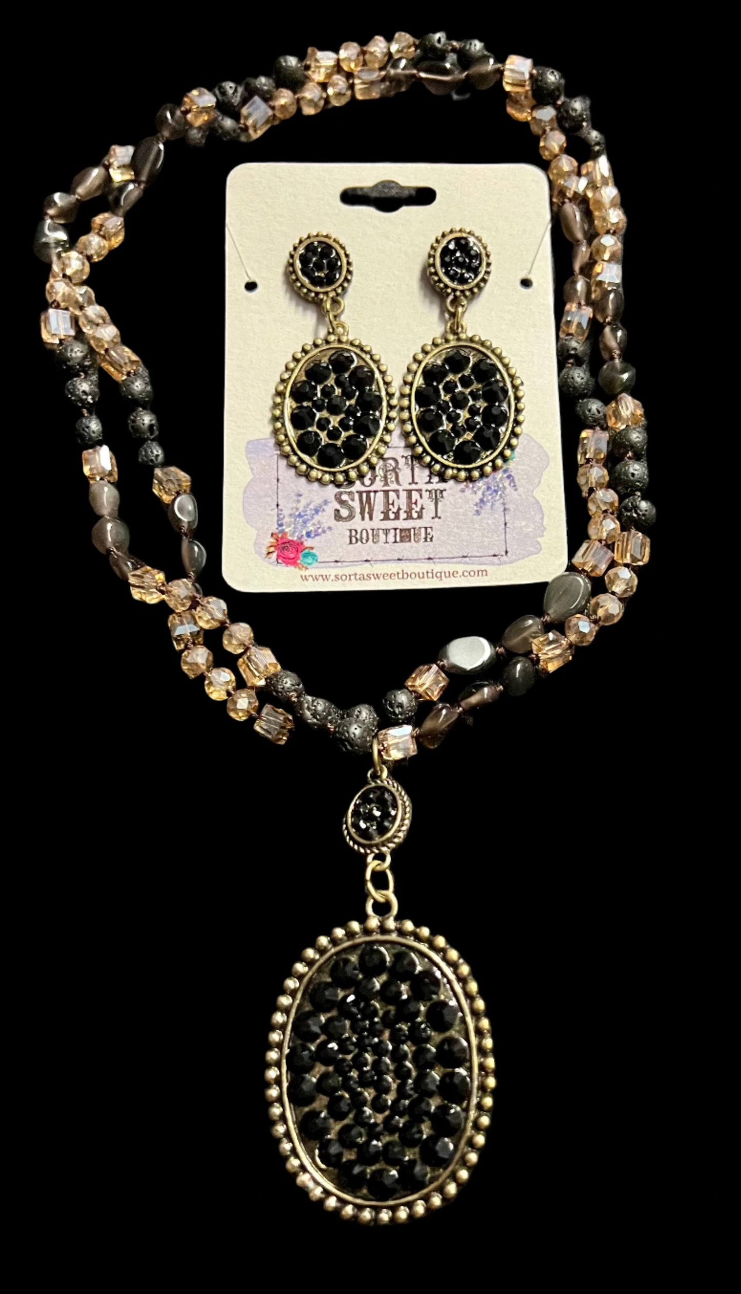 Natural Stone Jewelry Set ~ Black