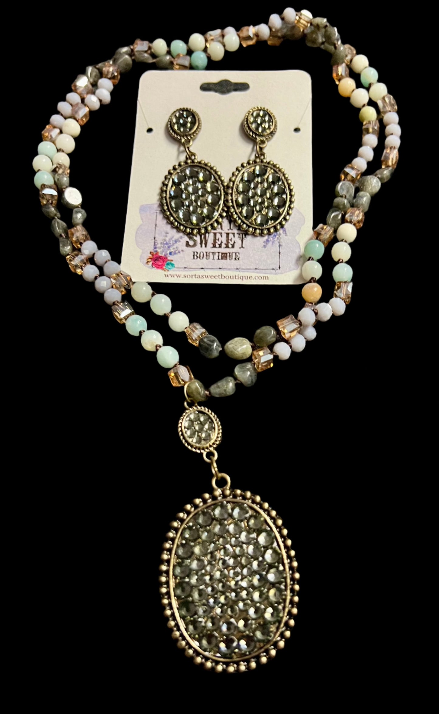 Natural Stone Jewelry Set ~ Gray