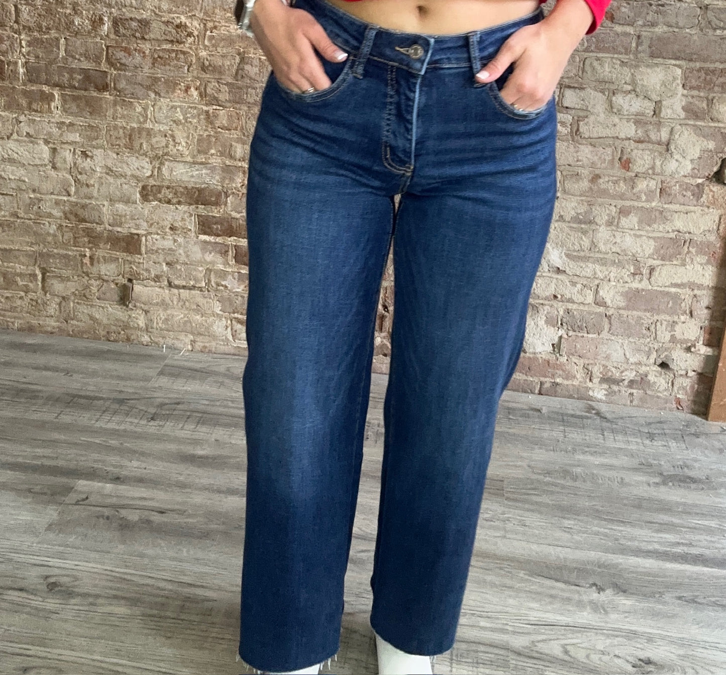 Tummy Control Mid Rise Wide Leg Jeans