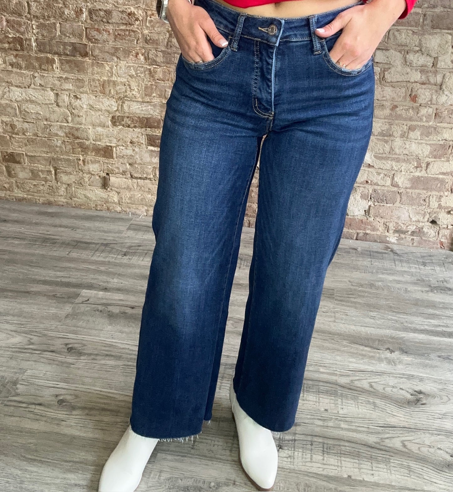 Tummy Control Mid Rise Wide Leg Jeans
