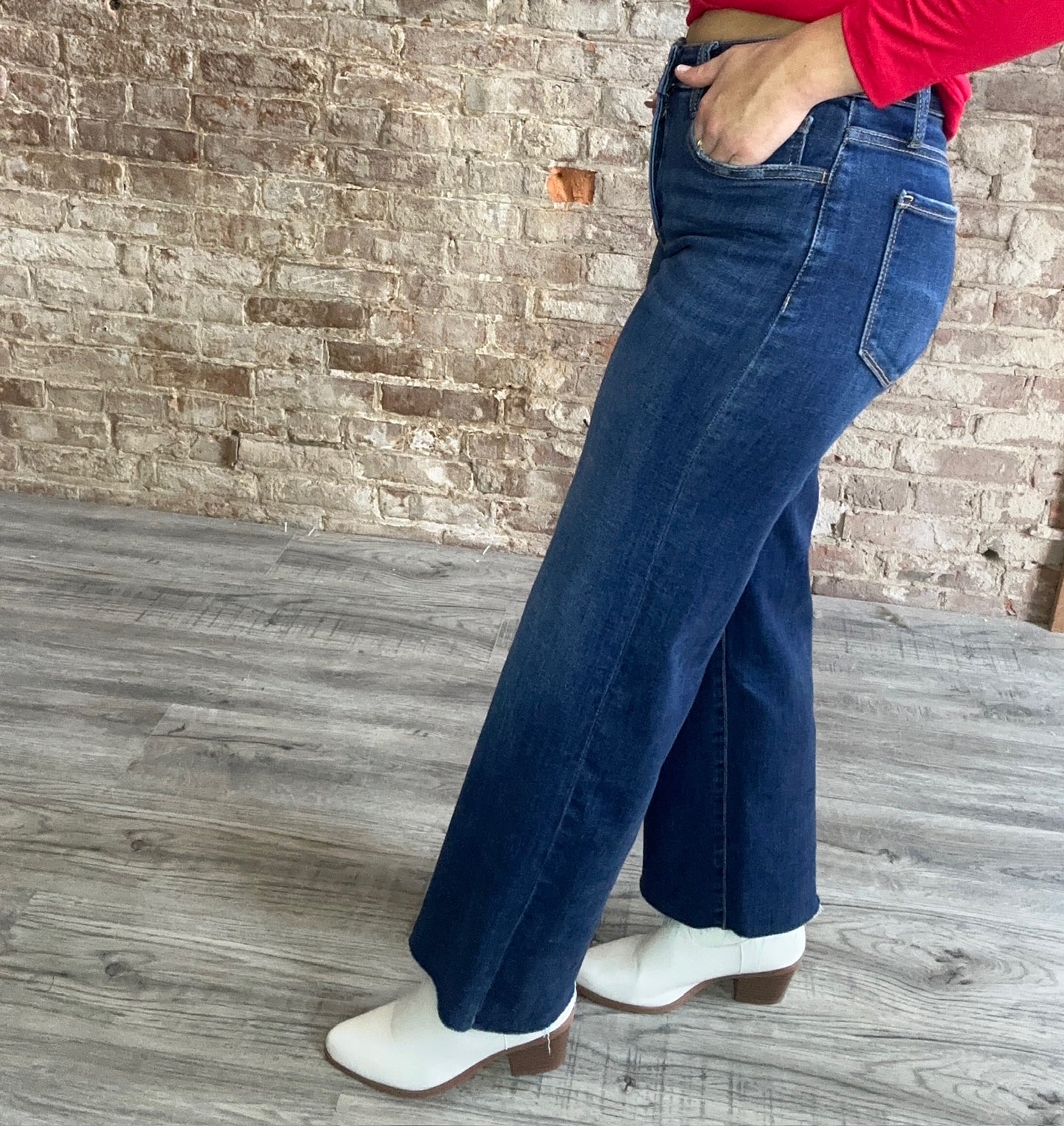 Tummy Control Mid Rise Wide Leg Jeans
