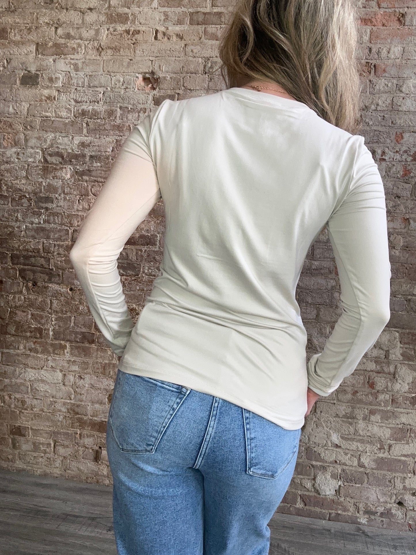 Brushed Microfiber Long Sleeve Tee ~ Sand