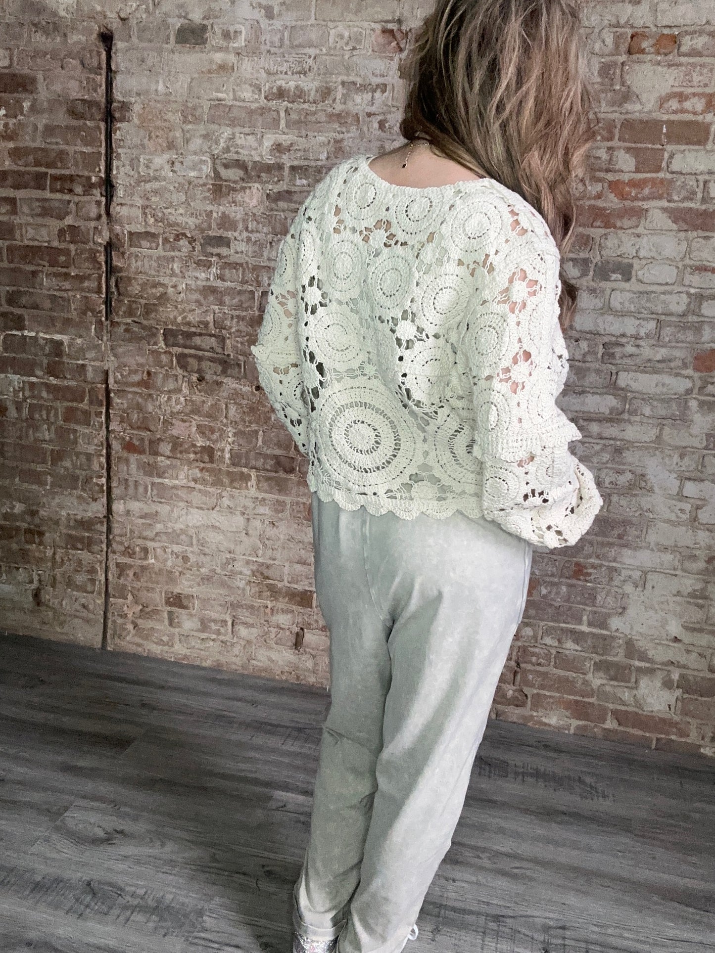 Long Sleeved Crocheted Cardigan