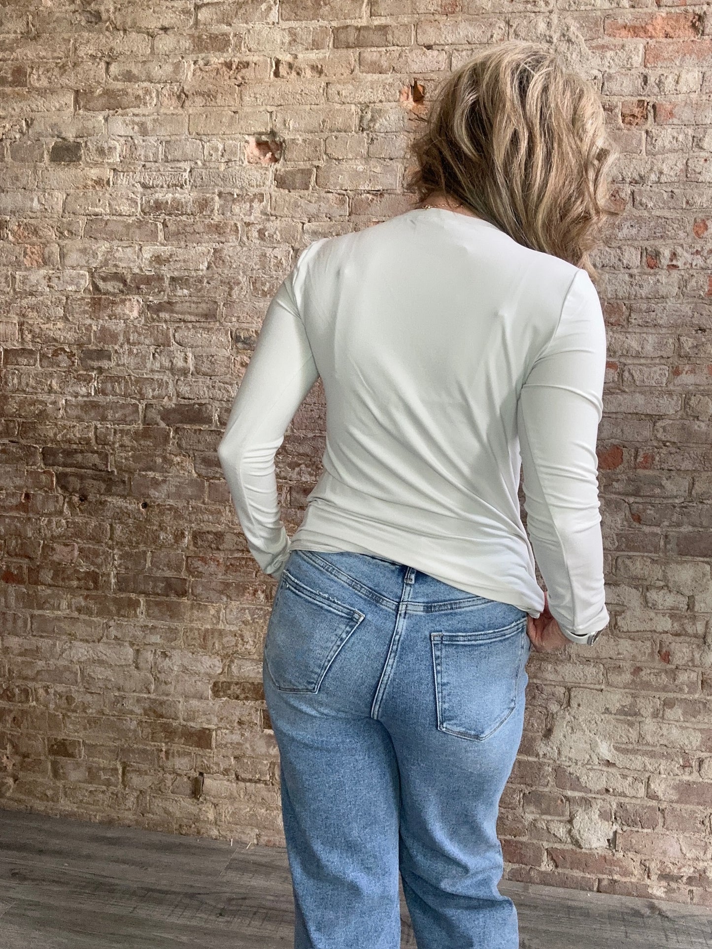 Brushed Microfiber Long Sleeve Tee ~ Bone