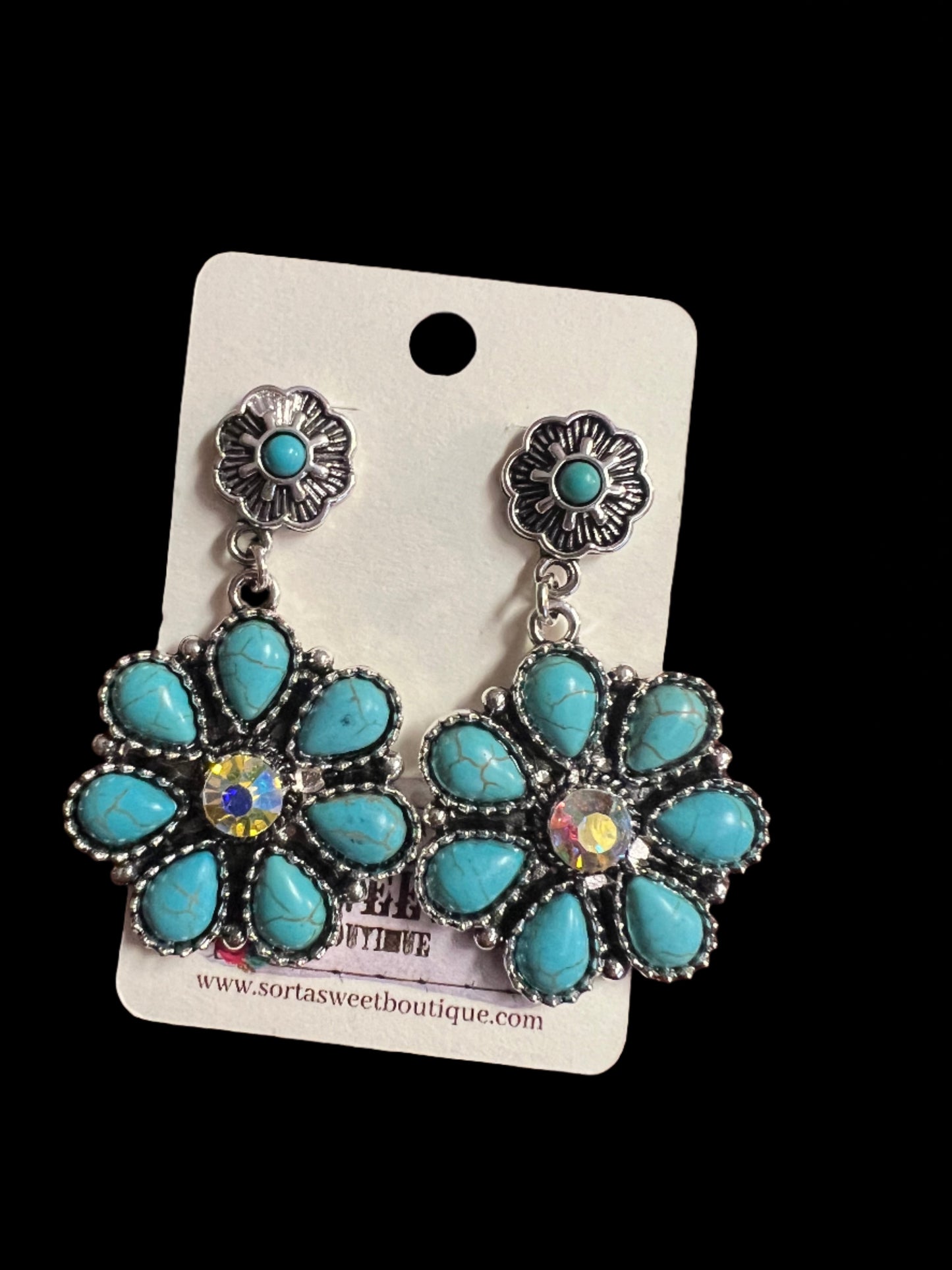 Western Sparkly Flower Earrings