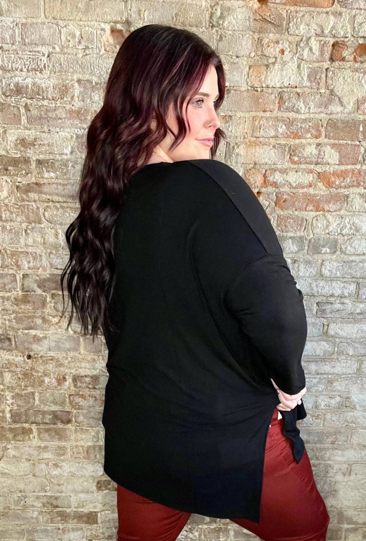 Curvy Essential Dolman Sleeve Shirt ~ Black