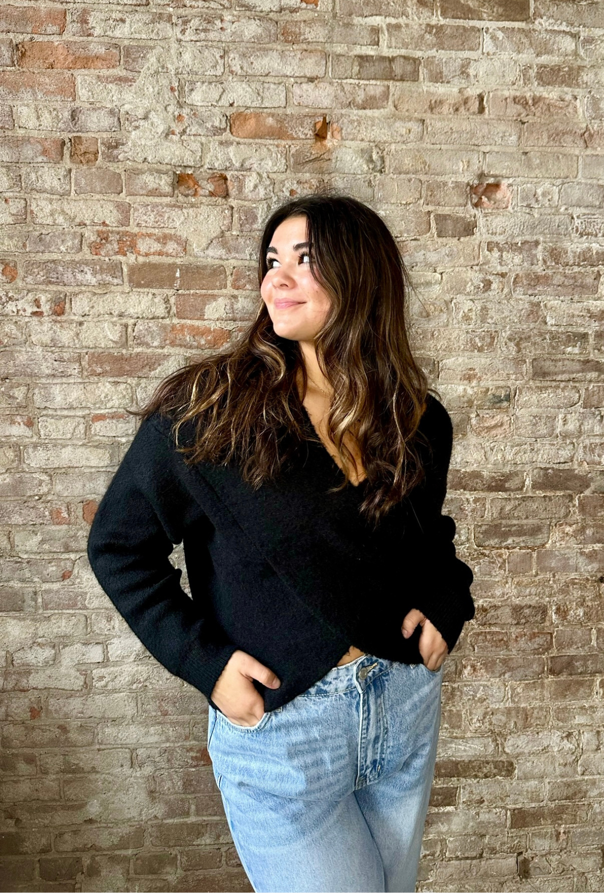 Wrap Knit Sweater ~ Black